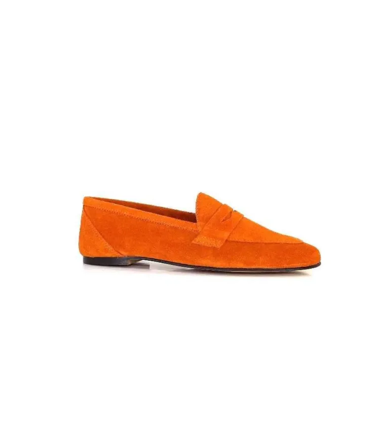 Ivoire0209b Ivoire 10648 Daim Orange*Femme Mocassins