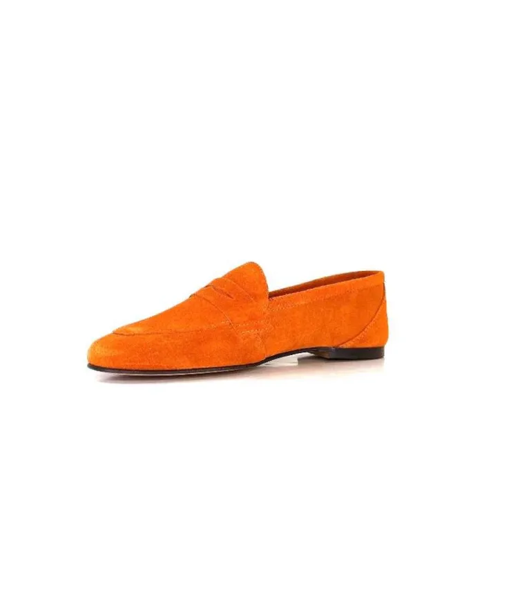 Ivoire0209b Ivoire 10648 Daim Orange*Femme Mocassins