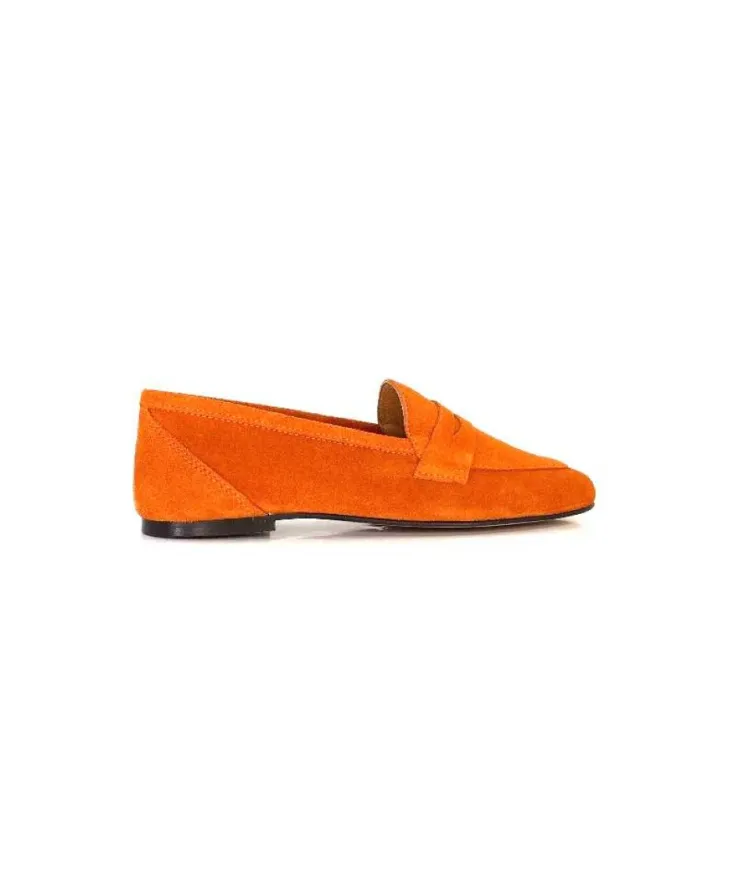 Ivoire0209b Ivoire 10648 Daim Orange*Femme Mocassins