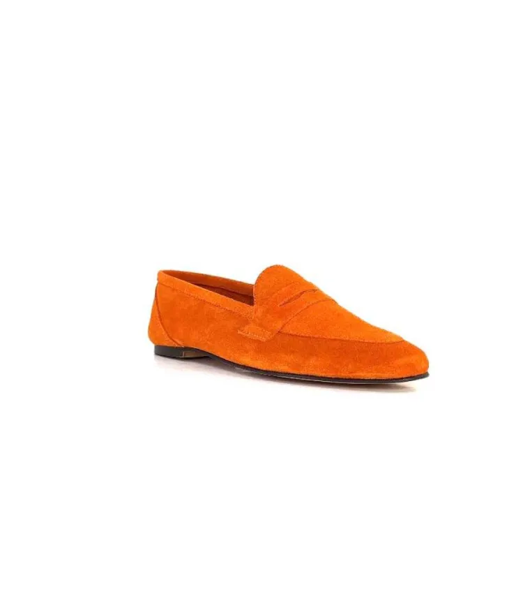 Ivoire0209b Ivoire 10648 Daim Orange*Femme Mocassins