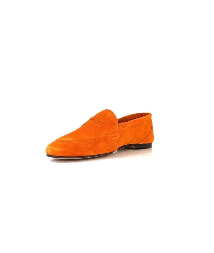 Ivoire0209b Ivoire 10648 Daim Orange*Femme Mocassins
