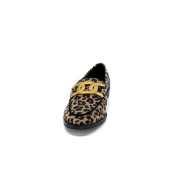 Ivoire0317a Ivoire 2200127-1225 Daim Taupe Imprime Leo*Femme Mocassins