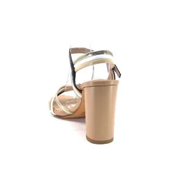 Ivoire0315a Ivoire 002 F85 Gro Cuir Nude Noir*Femme Sandales