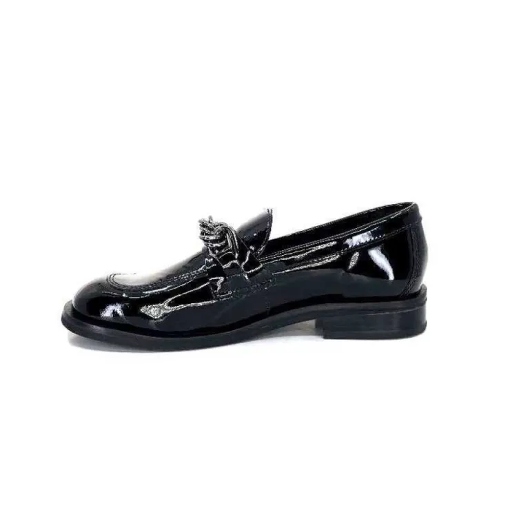 Ivoire0236a Ivoire 77502 Falconi Cuir Vernis Noir*Femme Mocassins
