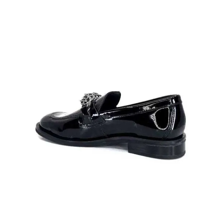 Ivoire0236a Ivoire 77502 Falconi Cuir Vernis Noir*Femme Mocassins