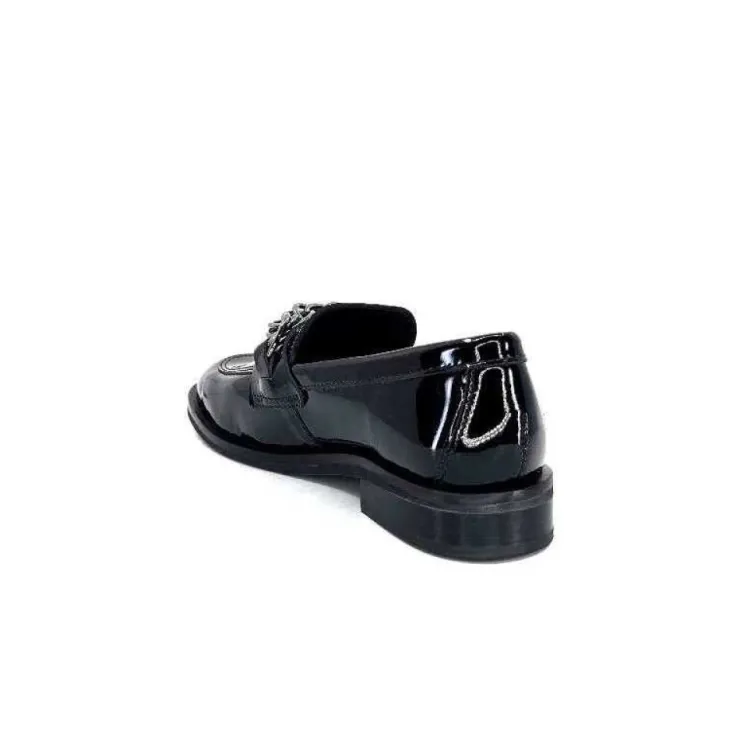 Ivoire0236a Ivoire 77502 Falconi Cuir Vernis Noir*Femme Mocassins