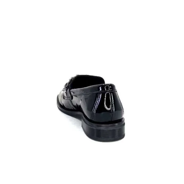 Ivoire0236a Ivoire 77502 Falconi Cuir Vernis Noir*Femme Mocassins