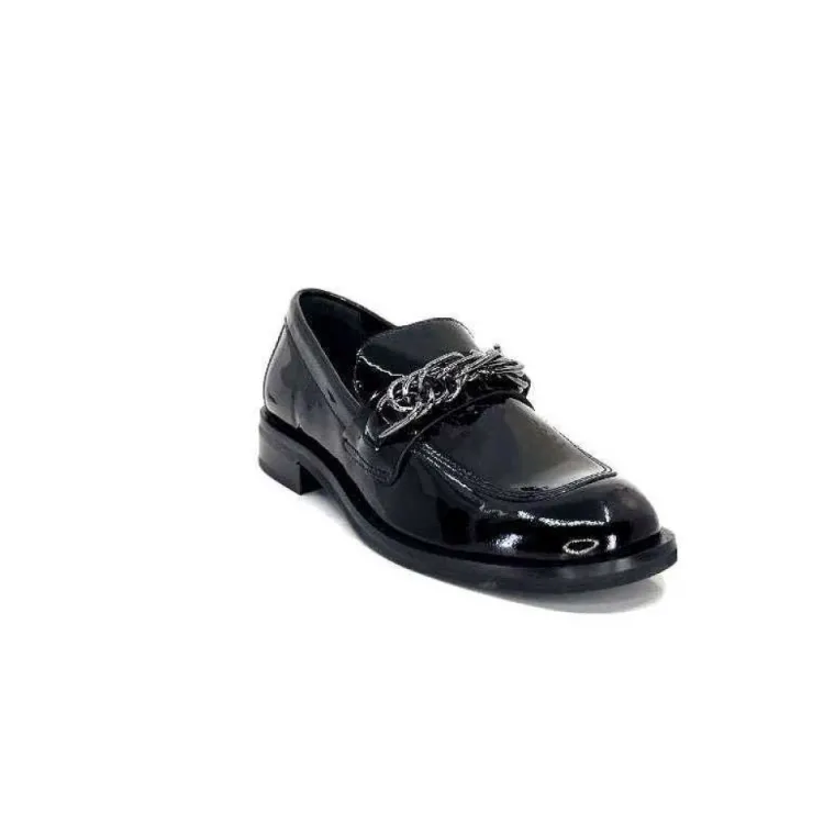 Ivoire0236a Ivoire 77502 Falconi Cuir Vernis Noir*Femme Mocassins