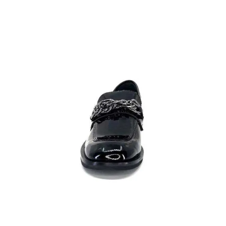 Ivoire0236a Ivoire 77502 Falconi Cuir Vernis Noir*Femme Mocassins