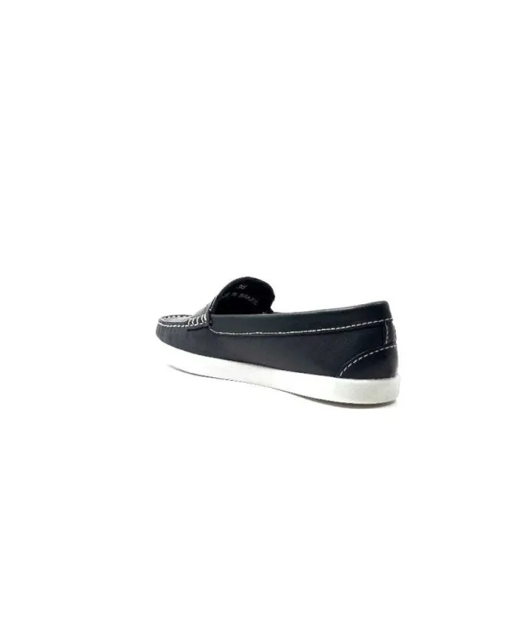 Ivoire0236a Ivoire 3456 Havana Cuir Bleu*Femme Mocassins