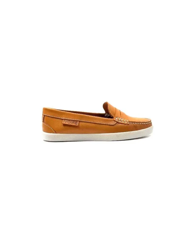 Ivoire0236a Ivoire 3456 Havana Cuir Orange*Femme Mocassins