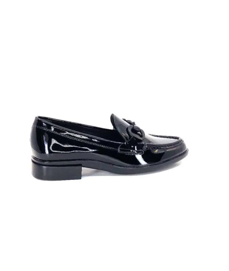 Ivoire0236a Ivoire 63008 Louisana Cuir Vernis Noir*Femme Mocassins