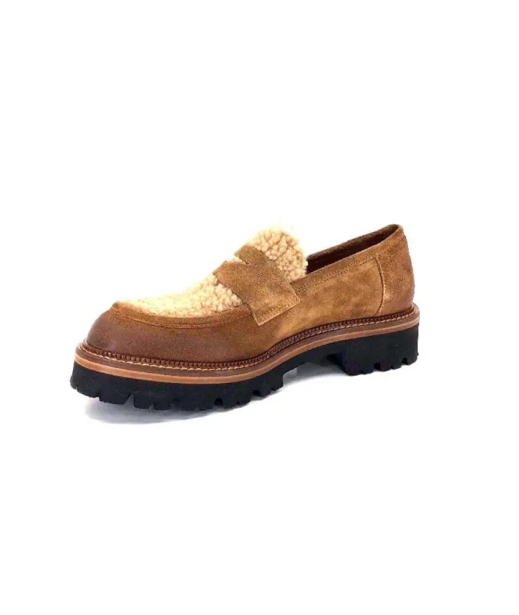 Ivoire0156 Ivoire 3276 Sabbia Montone Daim Marron*Femme Mocassins