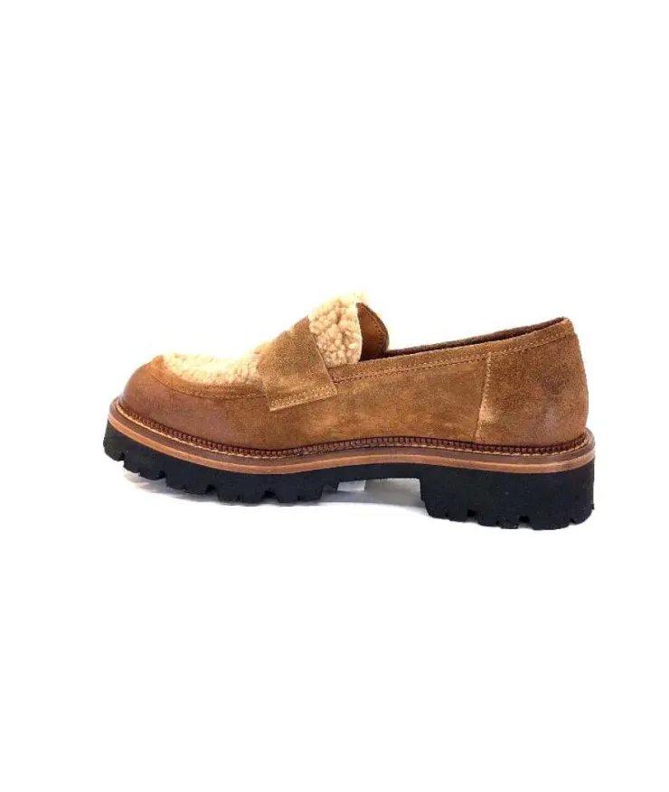 Ivoire0156 Ivoire 3276 Sabbia Montone Daim Marron*Femme Mocassins