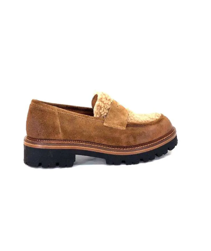 Ivoire0156 Ivoire 3276 Sabbia Montone Daim Marron*Femme Mocassins