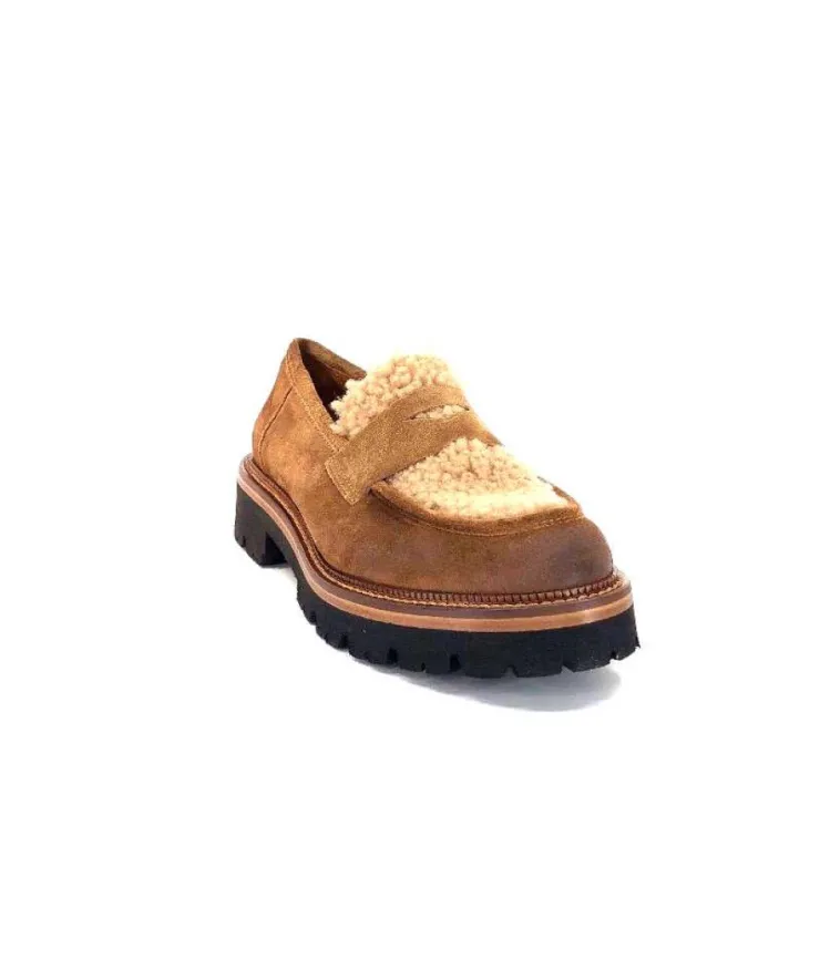Ivoire0156 Ivoire 3276 Sabbia Montone Daim Marron*Femme Mocassins