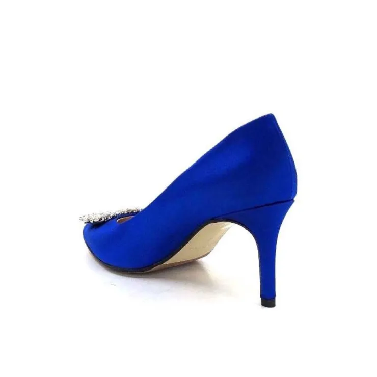 Ivoire0376 Ivoire 2514 Satin Bleu*Femme Escarpins