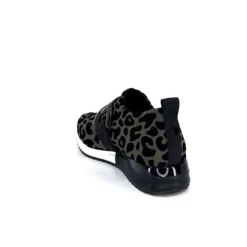 Ivoire0317a Ivoire 2203626 Textile Kaki Noir Leo*Femme Baskets