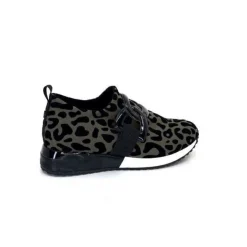 Ivoire0317a Ivoire 2203626 Textile Kaki Noir Leo*Femme Baskets