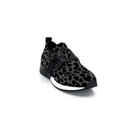 Ivoire0317a Ivoire 2203626 Textile Kaki Noir Leo*Femme Baskets