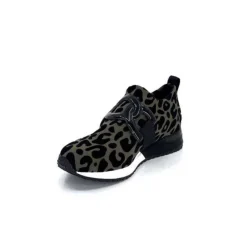 Ivoire0317a Ivoire 2203626 Textile Kaki Noir Leo*Femme Baskets