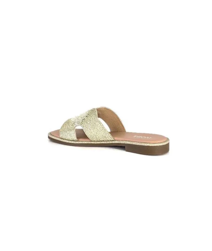 Ivoire0351a Ivoire 157902 Textile Or*Femme Mules