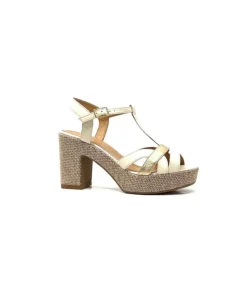 Ivoire0551 Ivoire 2131 Vera Cuir Creme Dore*Femme Plateformes