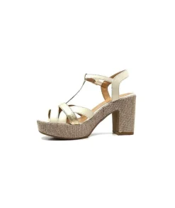 Ivoire0551 Ivoire 2131 Vera Cuir Creme Dore*Femme Plateformes