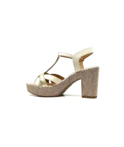Ivoire0551 Ivoire 2131 Vera Cuir Creme Dore*Femme Plateformes