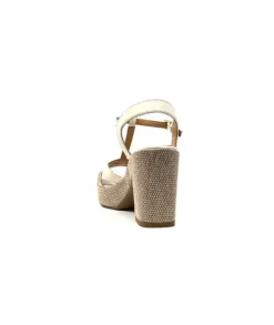 Ivoire0551 Ivoire 2131 Vera Cuir Creme Dore*Femme Plateformes