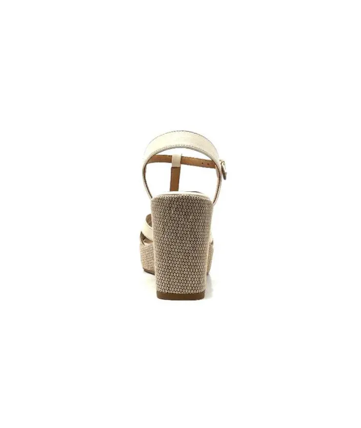 Ivoire0551 Ivoire 2131 Vera Cuir Creme Dore*Femme Plateformes