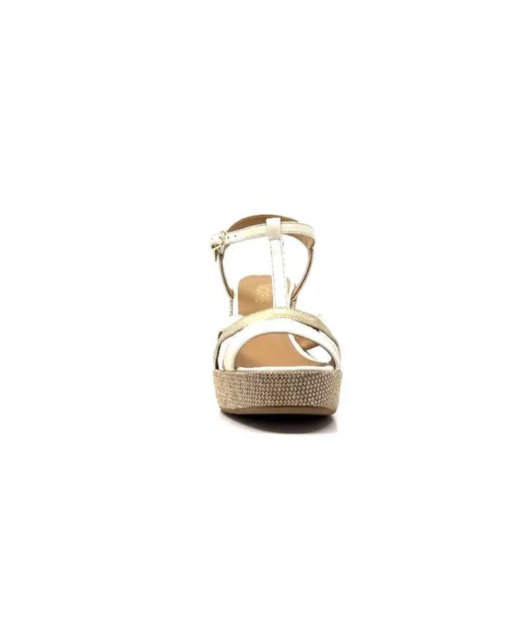 Ivoire0551 Ivoire 2131 Vera Cuir Creme Dore*Femme Plateformes