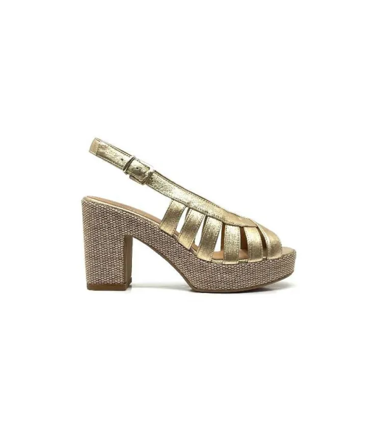 Ivoire0551 Ivoire 2166 Vera Cuir Dore*Femme Plateformes