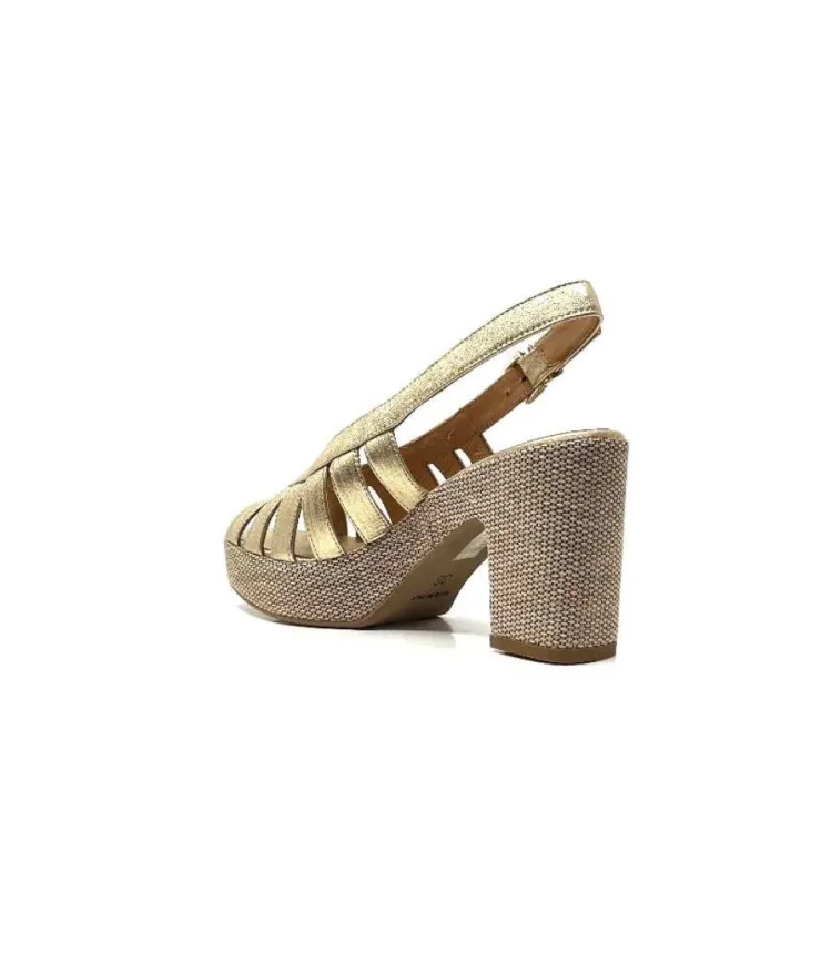 Ivoire0551 Ivoire 2166 Vera Cuir Dore*Femme Plateformes