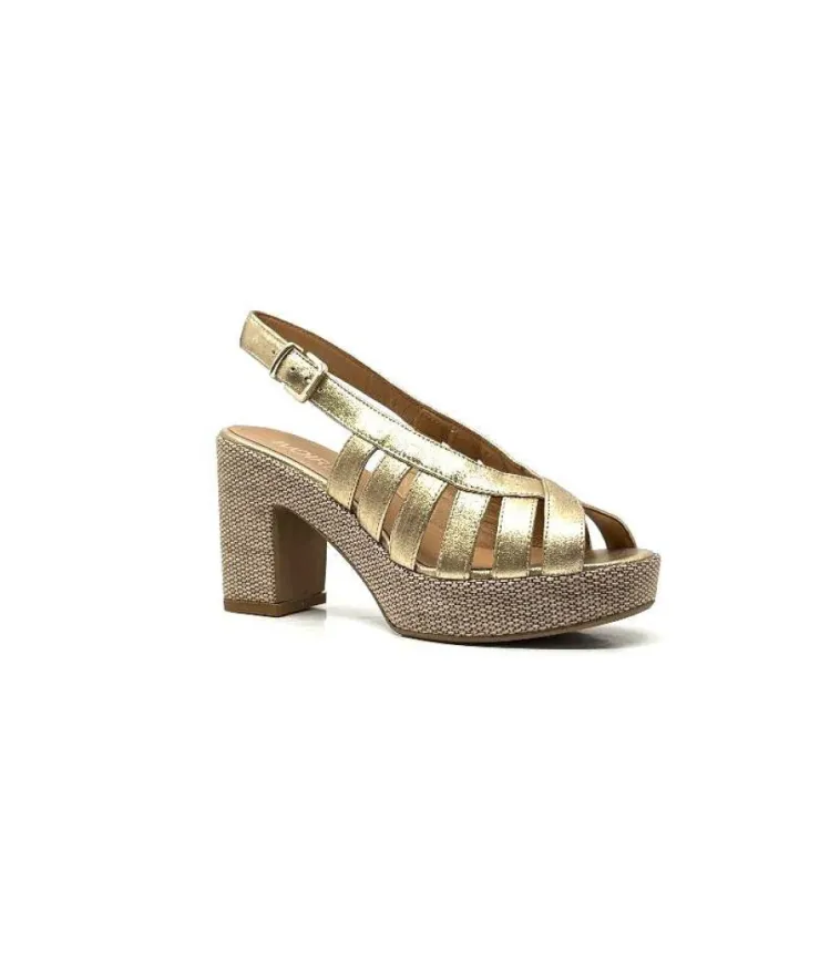 Ivoire0551 Ivoire 2166 Vera Cuir Dore*Femme Plateformes