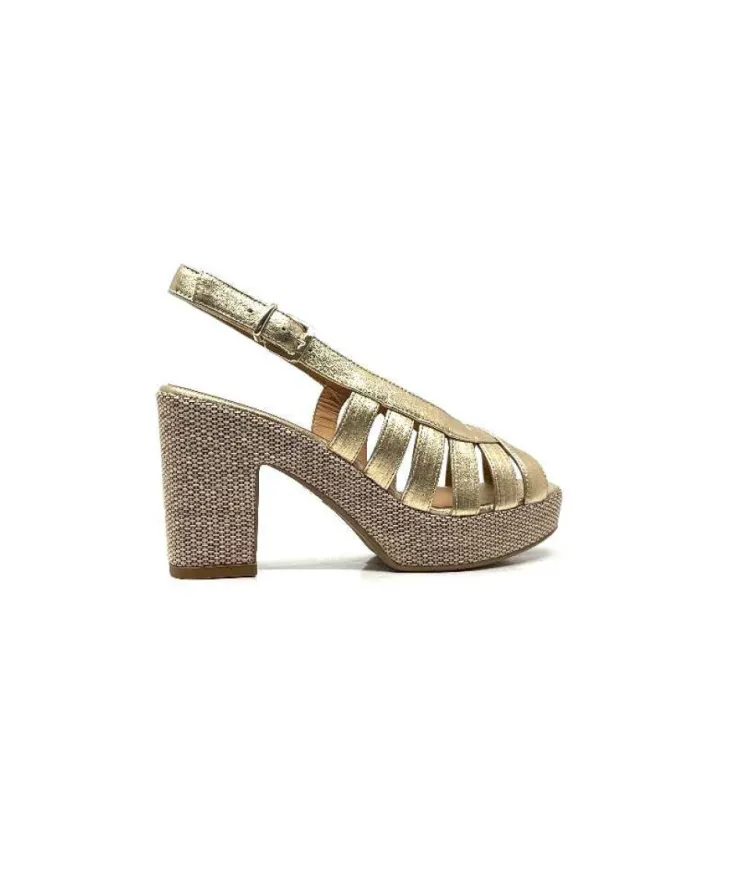Ivoire0551 Ivoire 2166 Vera Cuir Dore*Femme Plateformes