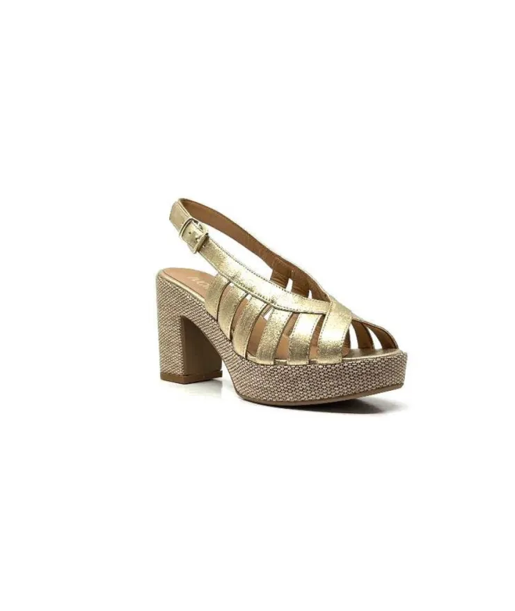 Ivoire0551 Ivoire 2166 Vera Cuir Dore*Femme Plateformes