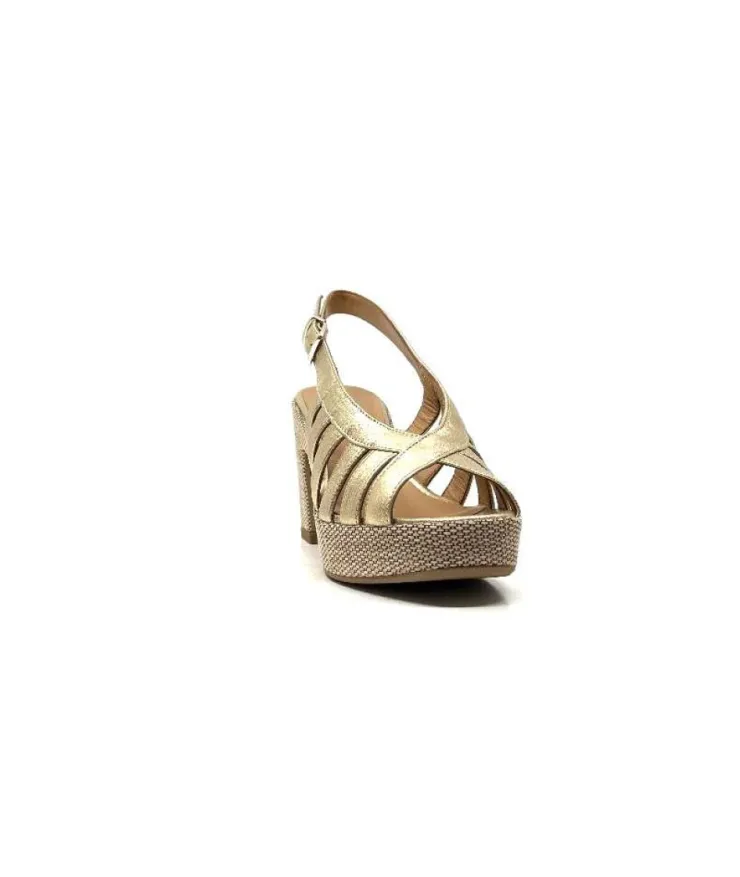 Ivoire0551 Ivoire 2166 Vera Cuir Dore*Femme Plateformes
