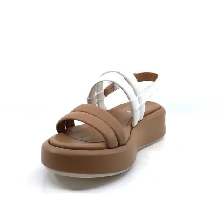 Ivoire0551 Ivoire 2056 Yara Cuir Marron & Blanc*Femme Plateformes