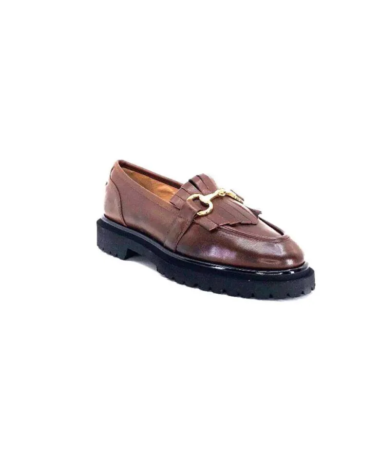 Ivoire0532 Ivoire A231 Cuir Marron*Femme Mocassins