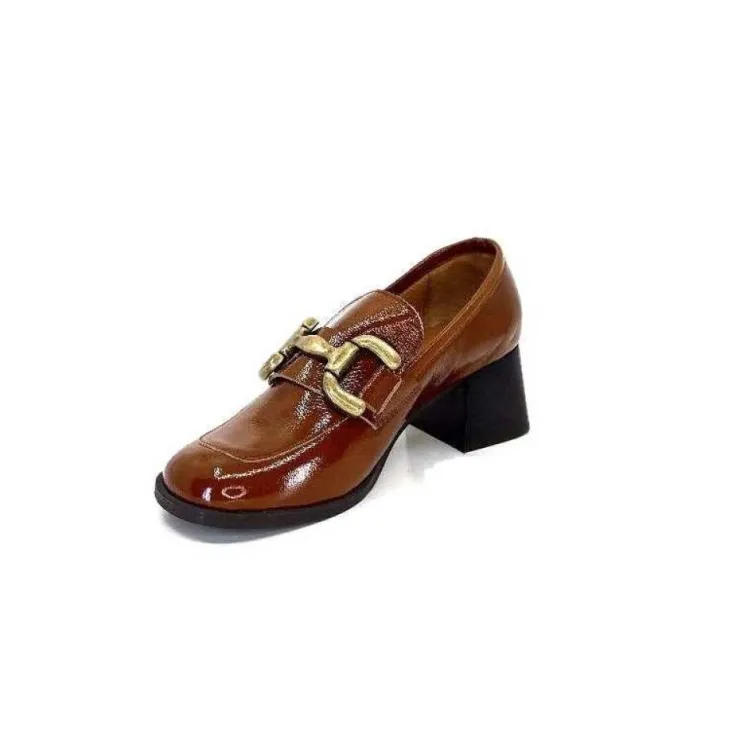 We Do Ivoire 11301A Cuir Vernis Marron*Femme Mocassins