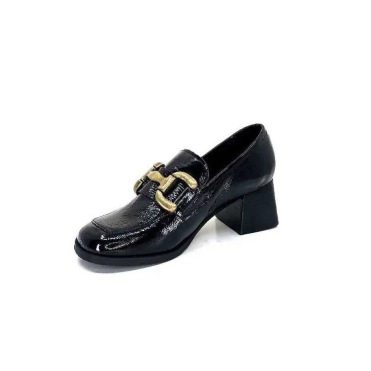 We Do Ivoire 11301A Cuir Vernis Noir*Femme Mocassins