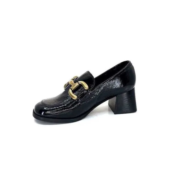 We Do Ivoire 11301A Cuir Vernis Noir*Femme Mocassins