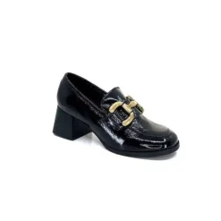 We Do Ivoire 11301A Cuir Vernis Noir*Femme Mocassins