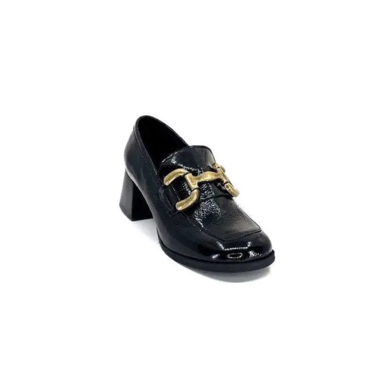 We Do Ivoire 11301A Cuir Vernis Noir*Femme Mocassins