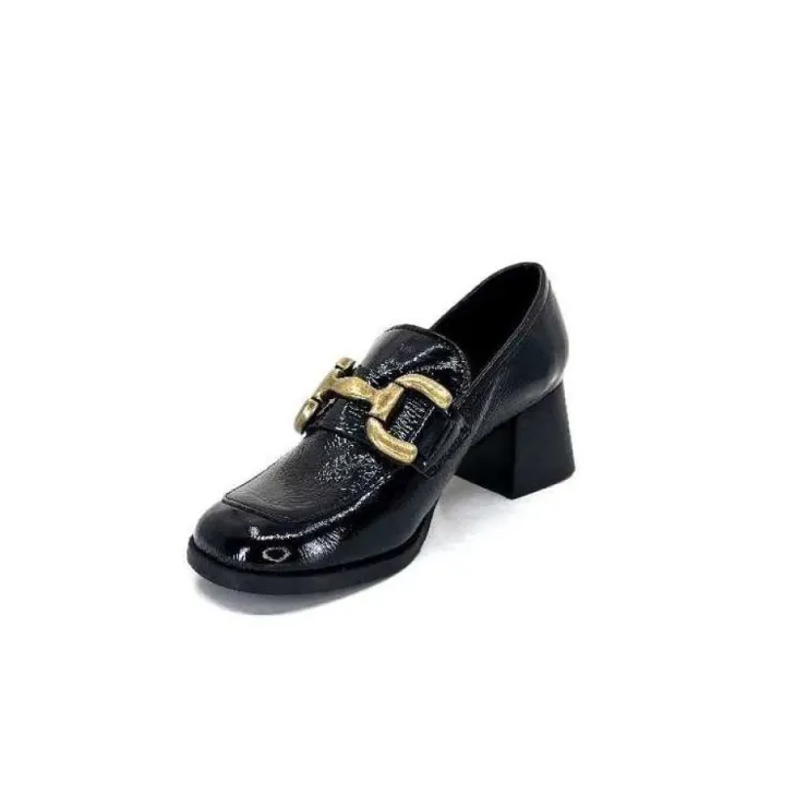 We Do Ivoire 11301A Cuir Vernis Noir*Femme Mocassins