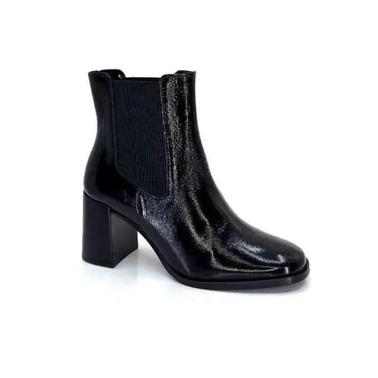 We Do Ivoire 99647A Cuir Vernis Noir*Femme Bottines