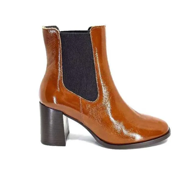 We Do Ivoire 99647A Cuir Vernis Ocra*Femme Bottines