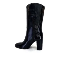 Ivoire0341a Ivoire Ar 144 Cuir Noir*Femme Mi-Bottes