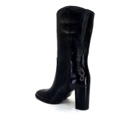 Ivoire0341a Ivoire Ar 144 Cuir Noir*Femme Mi-Bottes